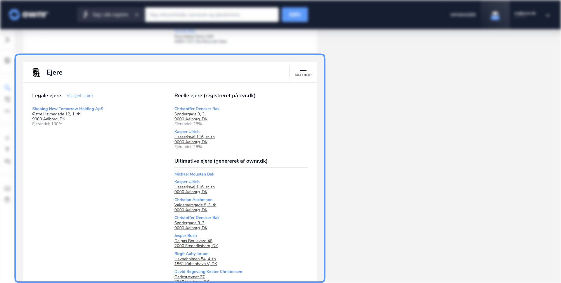 Virksomhedens ejere kan bestå af personer, selskaber og holdingselskaber