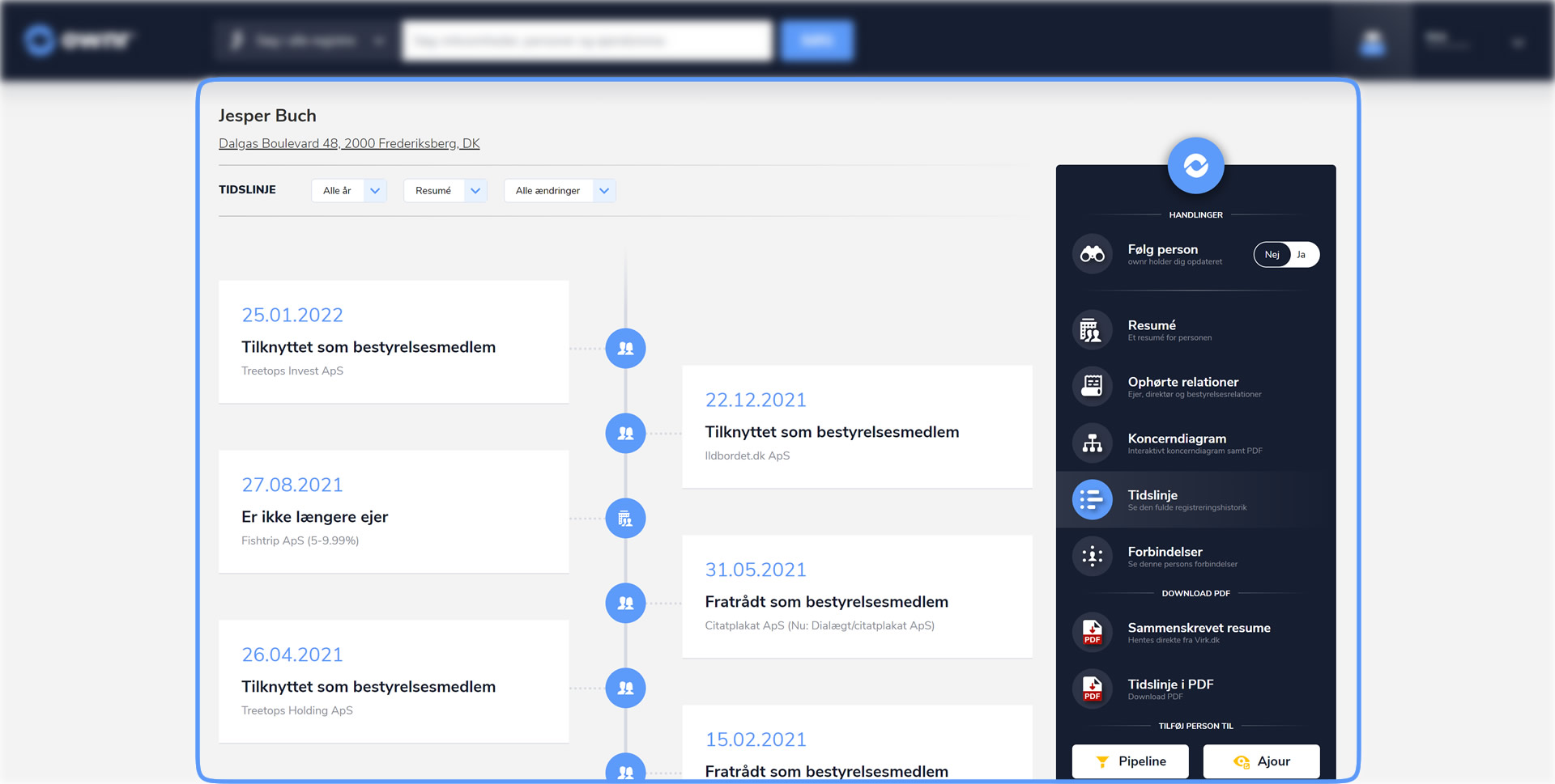 Se erhvervspersonens tidslinje