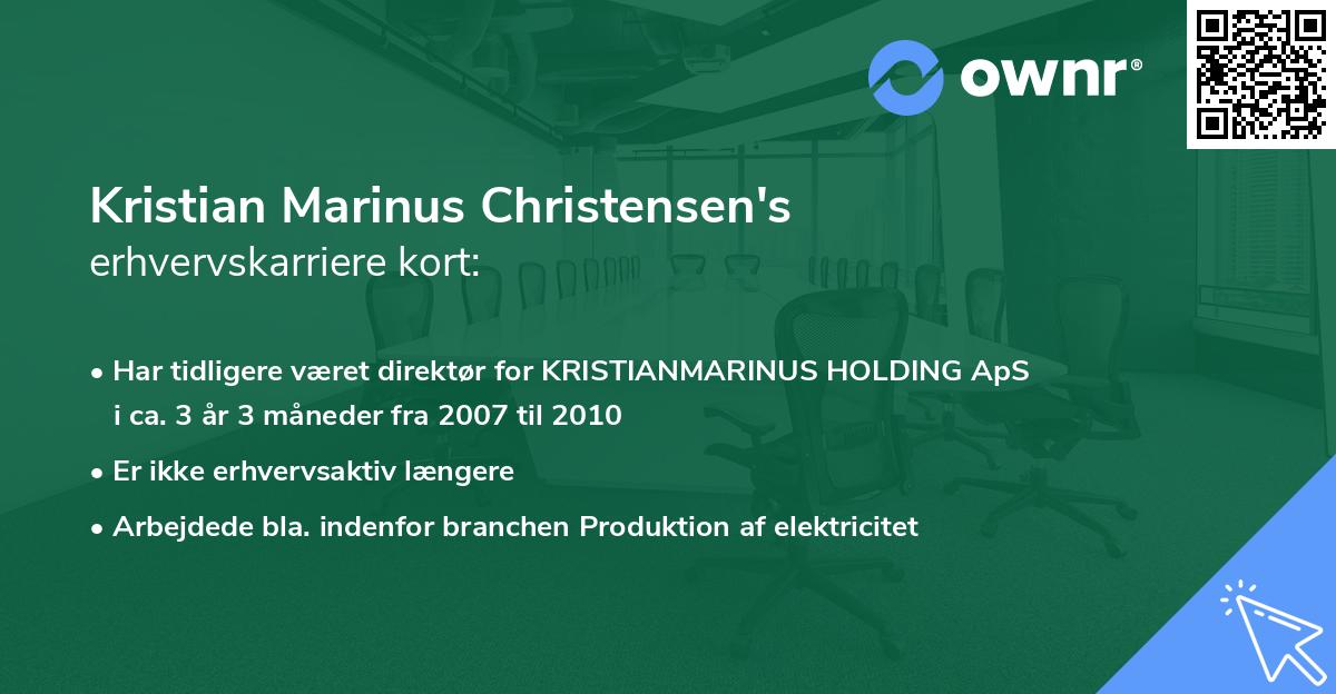 Kristian Marinus Christensen's erhvervskarriere kort