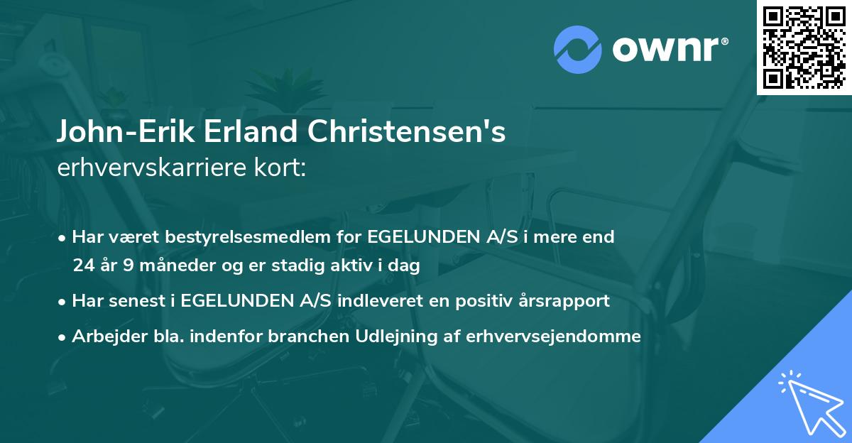 John-Erik Erland Christensen's erhvervskarriere kort