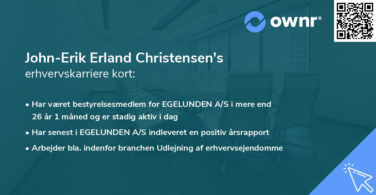 John-Erik Erland Christensen's erhvervskarriere kort