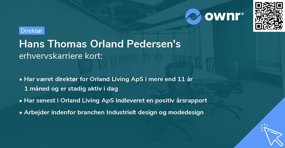 Hans Thomas Orland Pedersen's erhvervskarriere kort