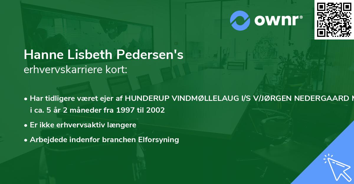 Hanne Lisbeth Pedersen's erhvervskarriere kort