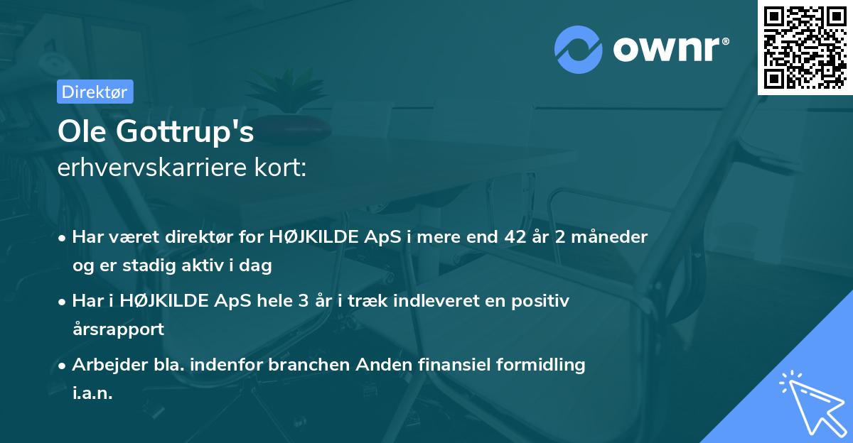 Ole Gottrup's erhvervskarriere kort
