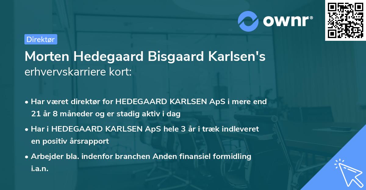 Morten Hedegaard Bisgaard Karlsen's erhvervskarriere kort