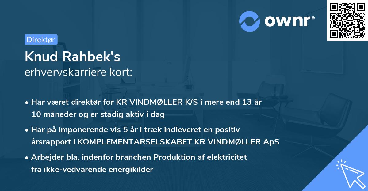 Knud Rahbek's erhvervskarriere kort