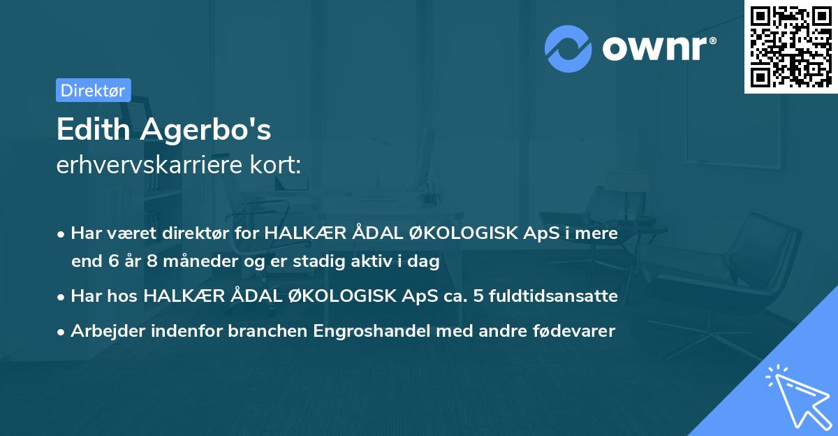 Edith Agerbo's erhvervskarriere kort