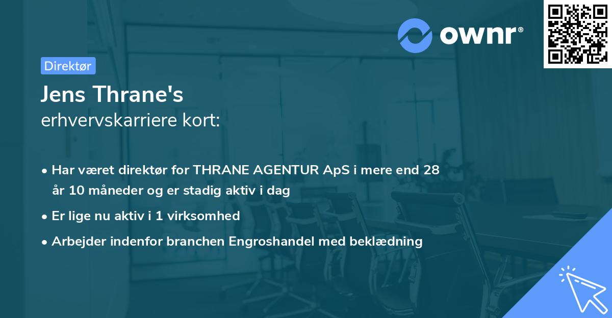 Jens Thrane's erhvervskarriere kort