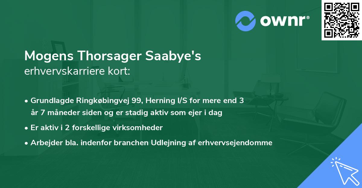 Mogens Thorsager Saabye's erhvervskarriere kort