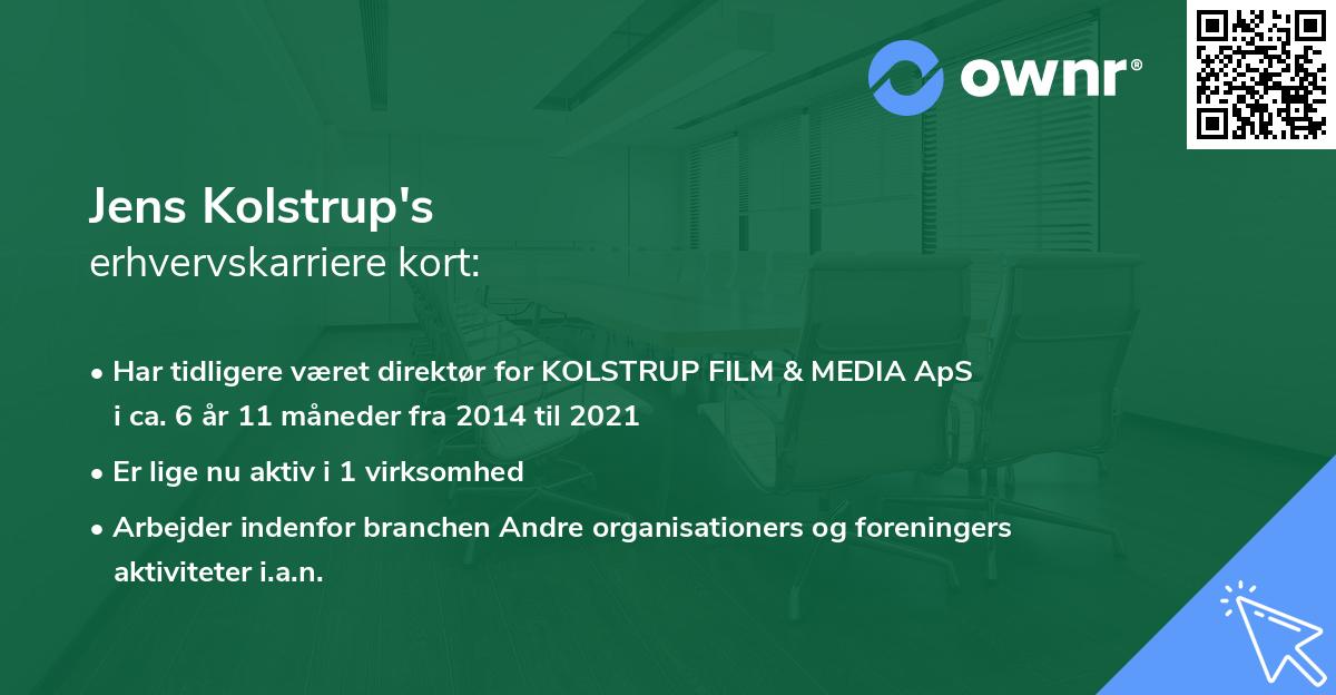 Jens Kolstrup's erhvervskarriere kort