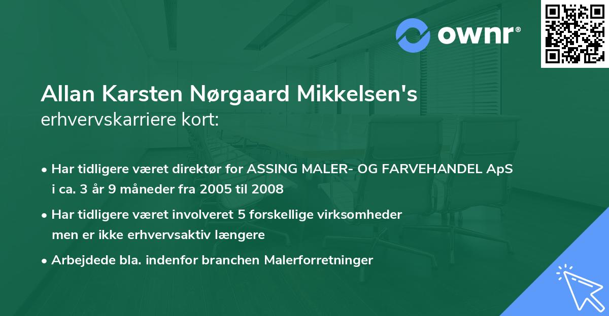 Allan Karsten Nørgaard Mikkelsen's erhvervskarriere kort