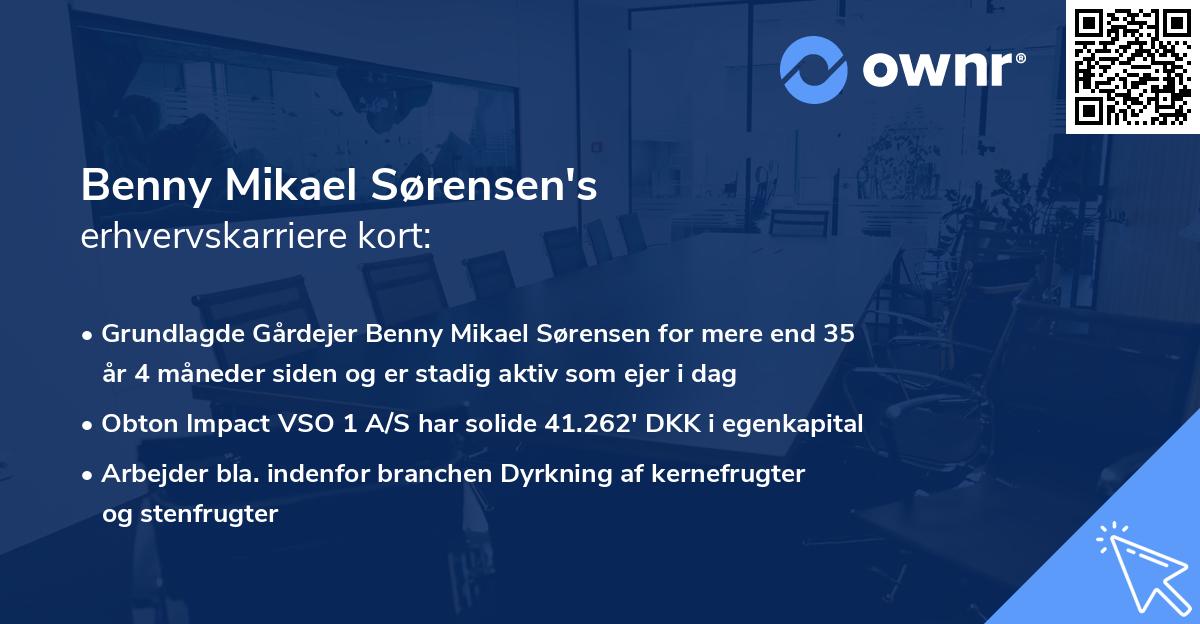 Benny Mikael Sørensen's erhvervskarriere kort