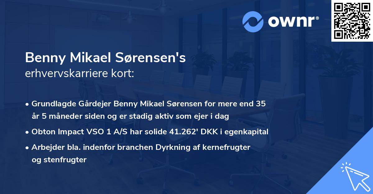 Benny Mikael Sørensen's erhvervskarriere kort