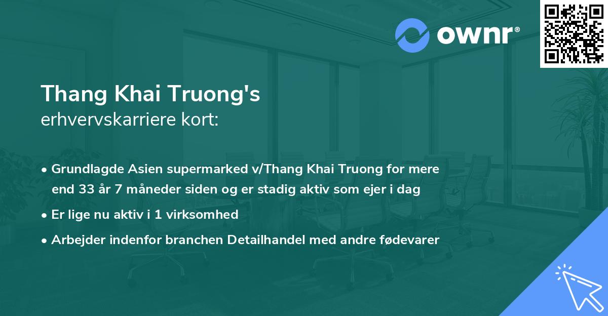 Thang Khai Truong's erhvervskarriere kort