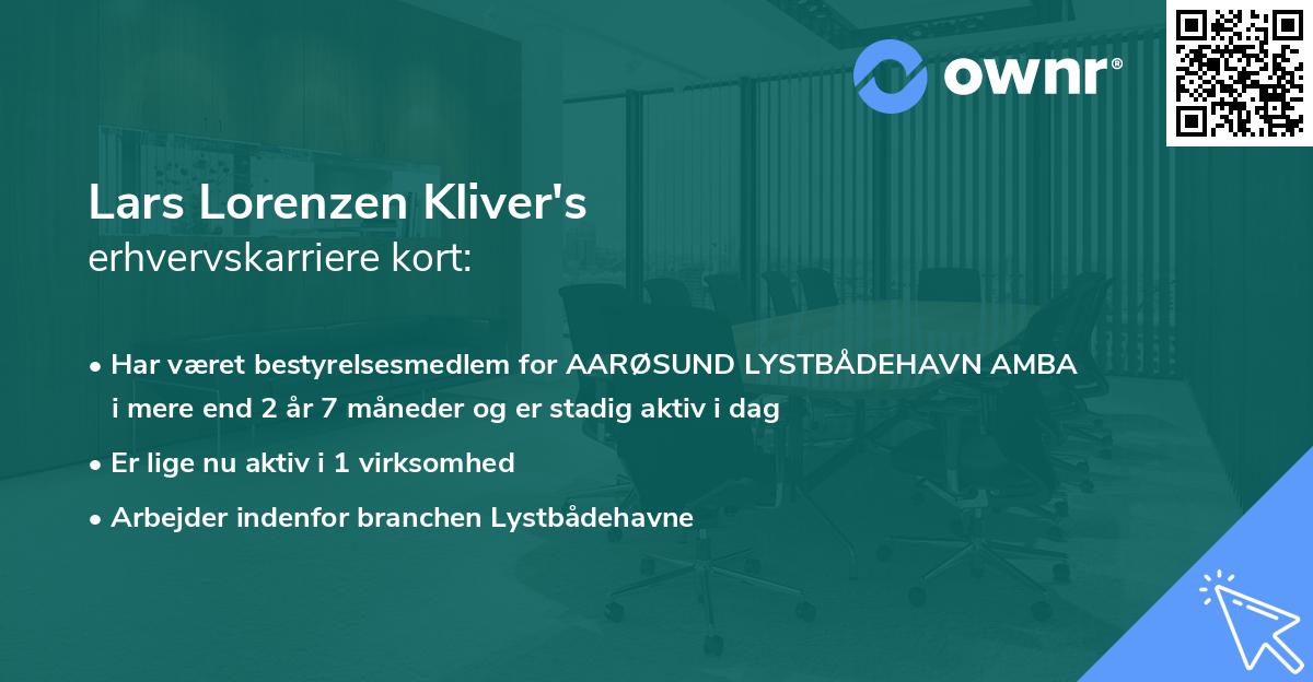 Lars Lorenzen Kliver's erhvervskarriere kort