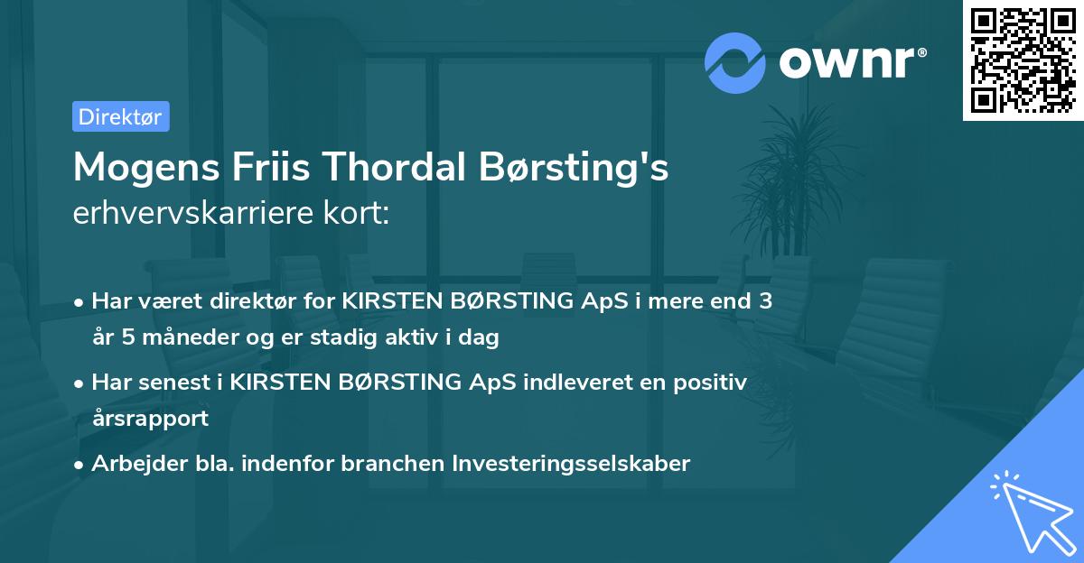 Mogens Friis Thordal Børsting's erhvervskarriere kort