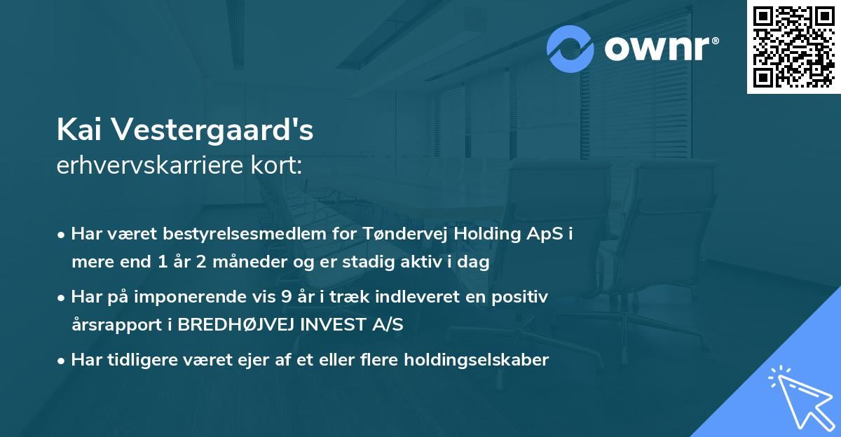 Kai Vestergaard's erhvervskarriere kort