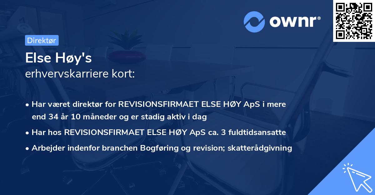 Else Høy's erhvervskarriere kort