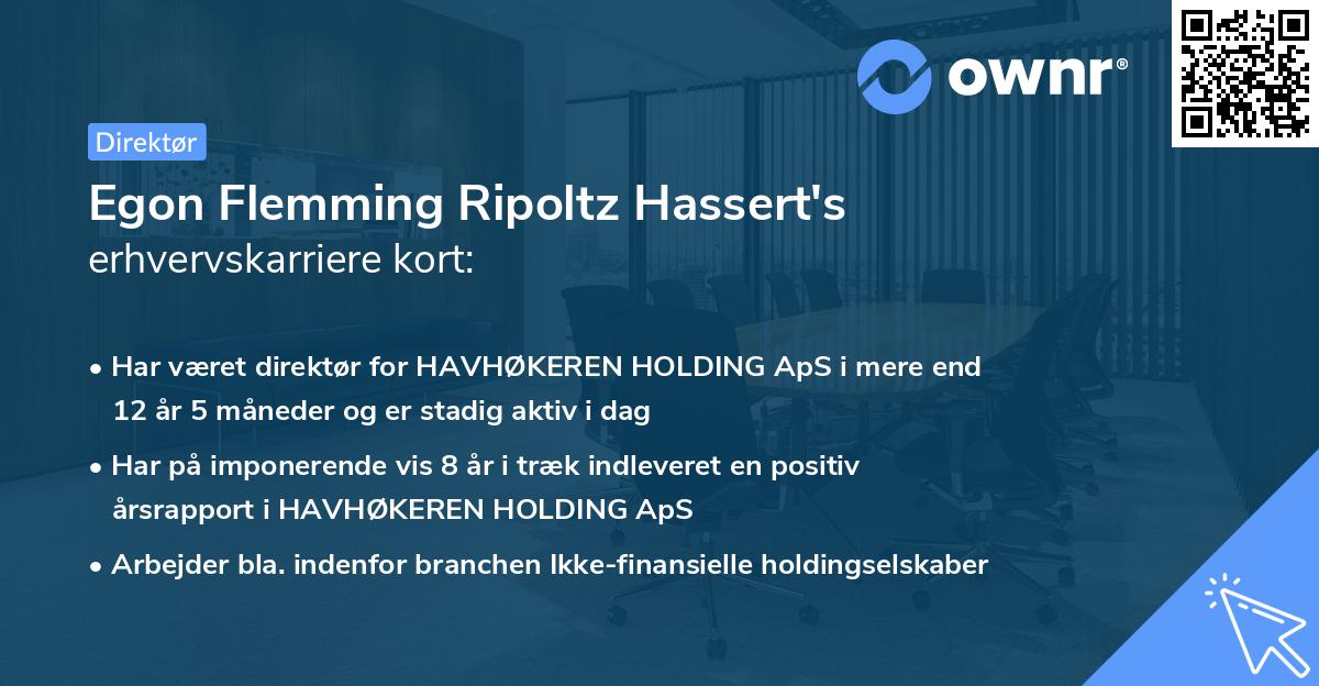 Egon Flemming Ripoltz Hassert's erhvervskarriere kort