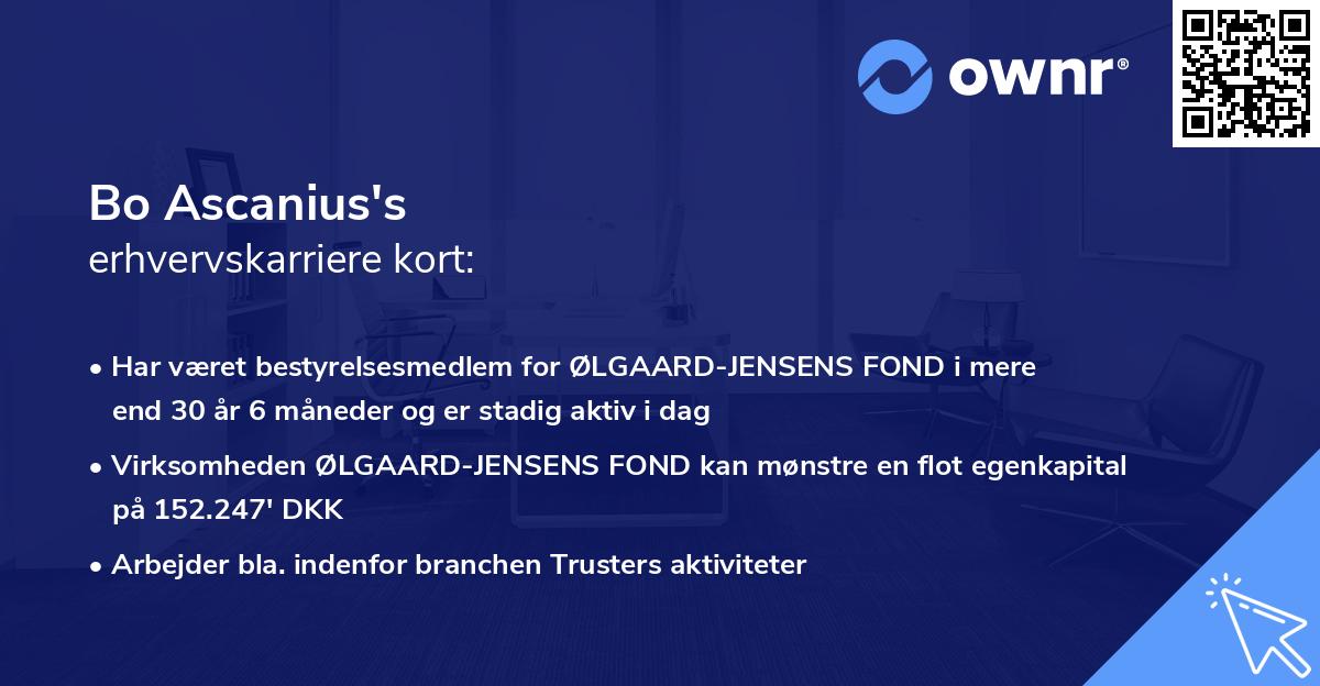 Bo Ascanius's erhvervskarriere kort