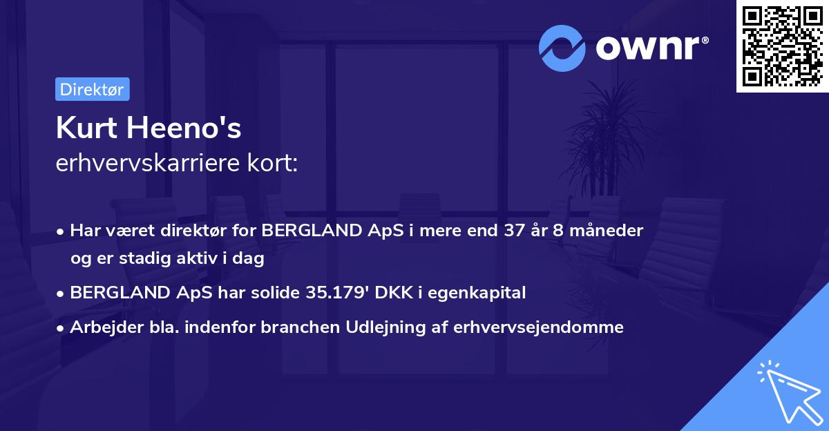 Kurt Heeno's erhvervskarriere kort