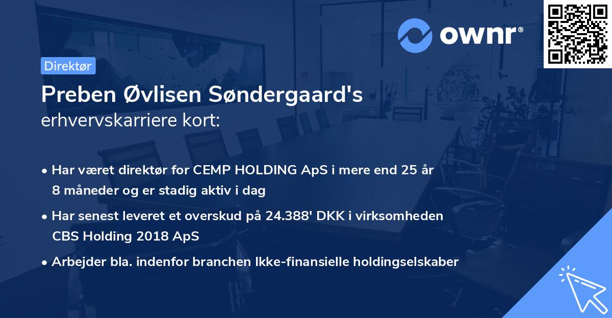 Preben Øvlisen Søndergaard's erhvervskarriere kort