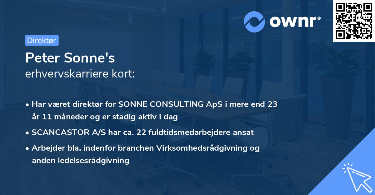 Peter Sonne's erhvervskarriere kort