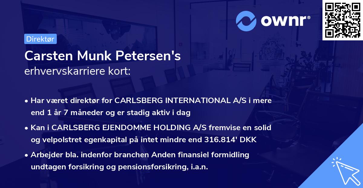 Carsten Munk Petersen's erhvervskarriere kort