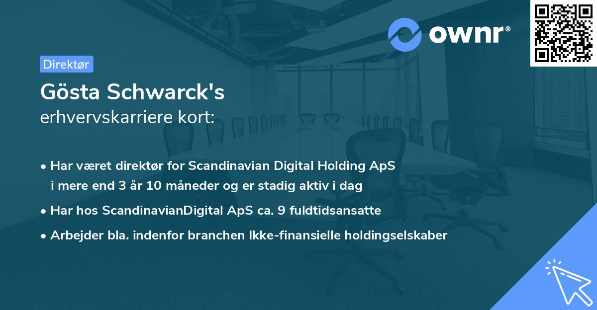 Gösta Schwarck's erhvervskarriere kort