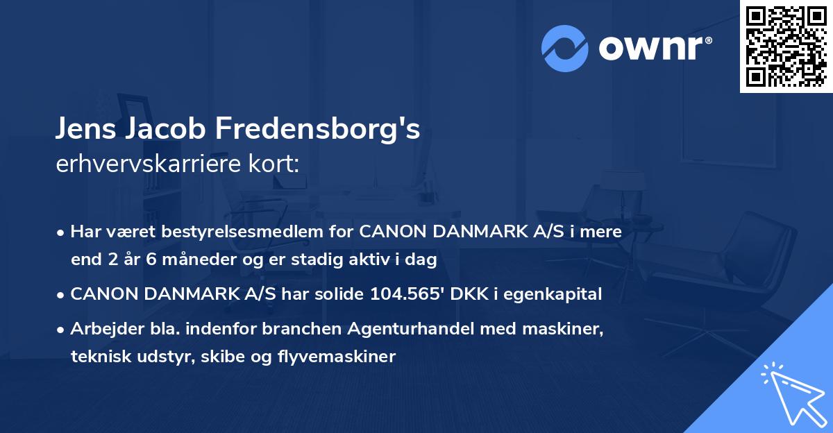 Jens Jacob Fredensborg's erhvervskarriere kort