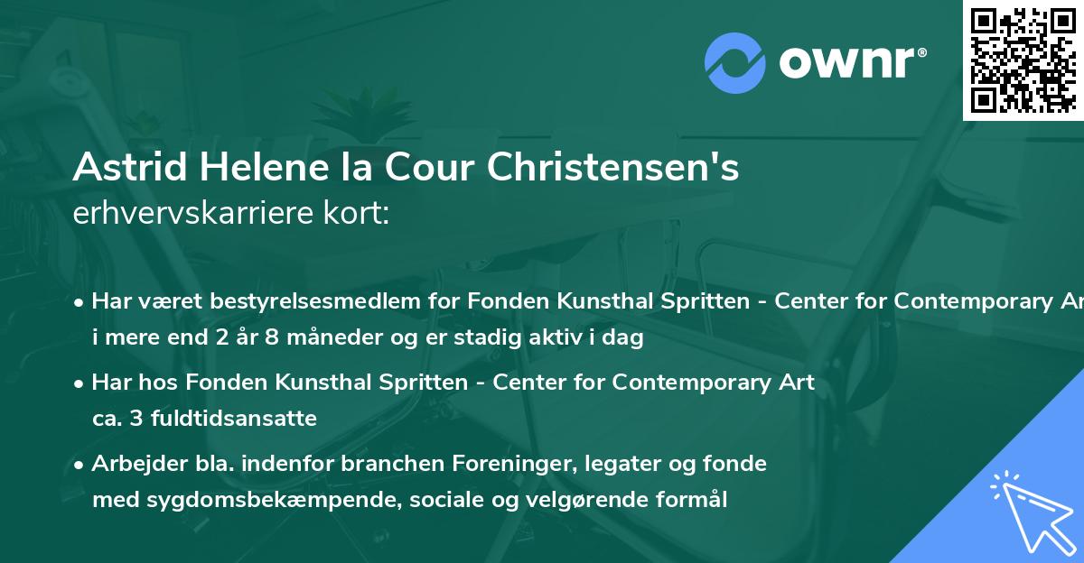 Astrid Helene la Cour Christensen's erhvervskarriere kort