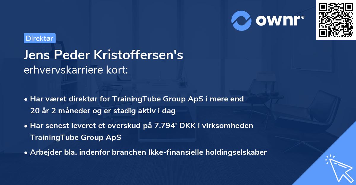 Jens Peder Kristoffersen's erhvervskarriere kort