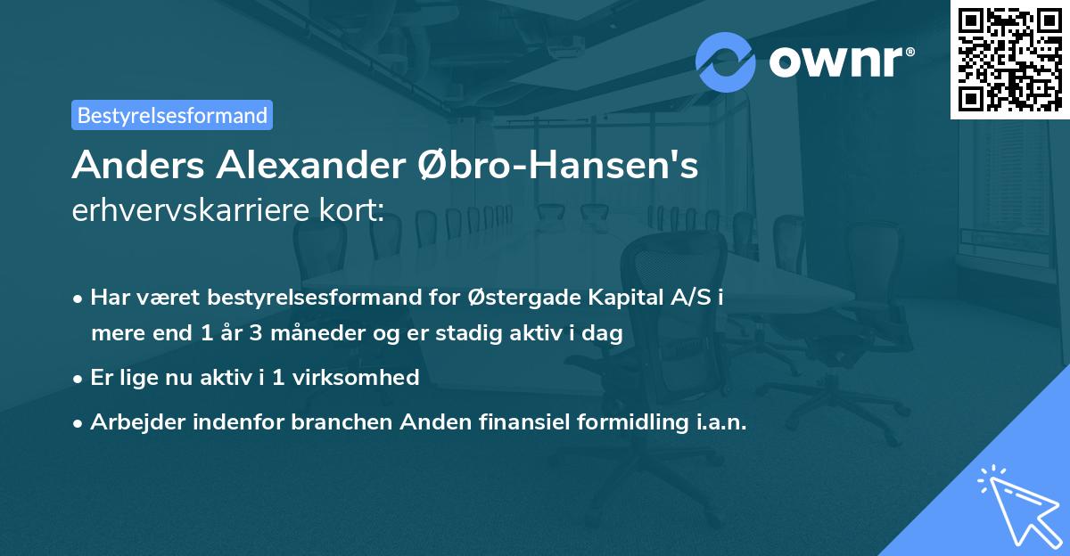 Anders Alexander Øbro-Hansen's erhvervskarriere kort