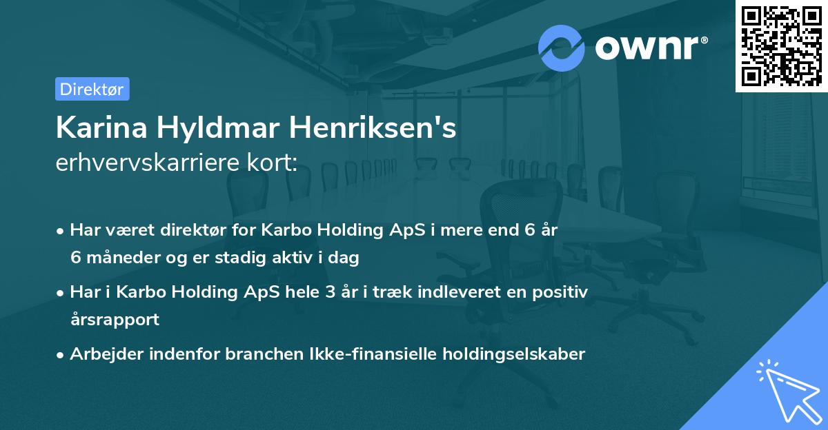 Karina Hyldmar Henriksen's erhvervskarriere kort