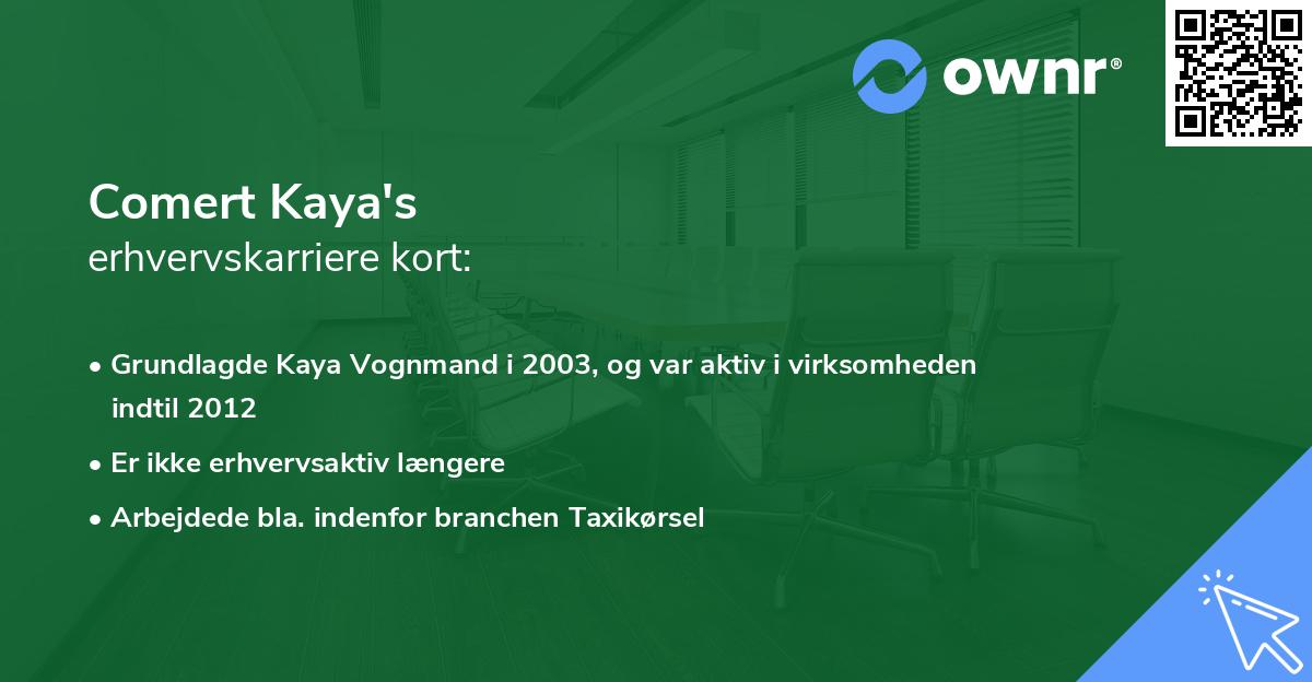 Comert Kaya's erhvervskarriere kort
