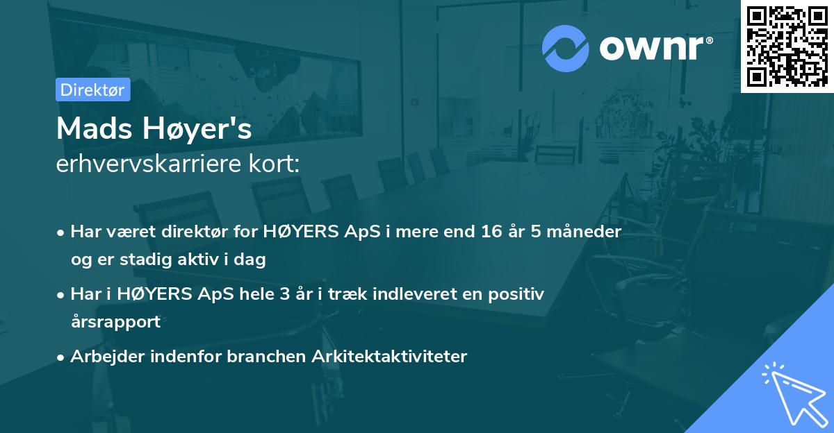 Mads Høyer's erhvervskarriere kort