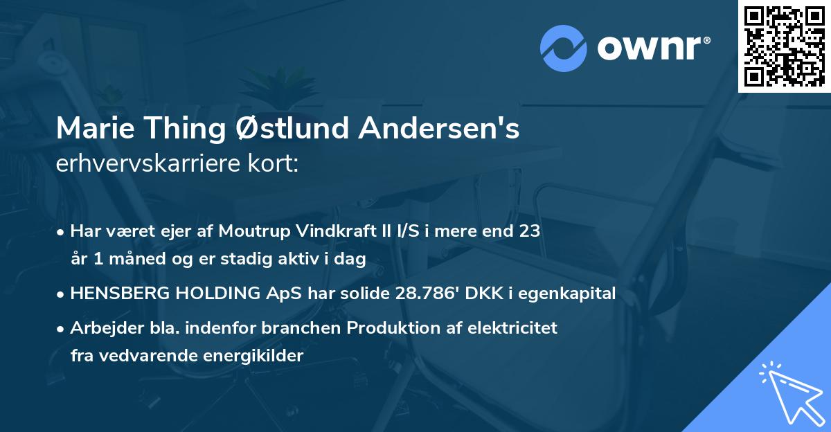 Marie Thing Østlund Andersen's erhvervskarriere kort