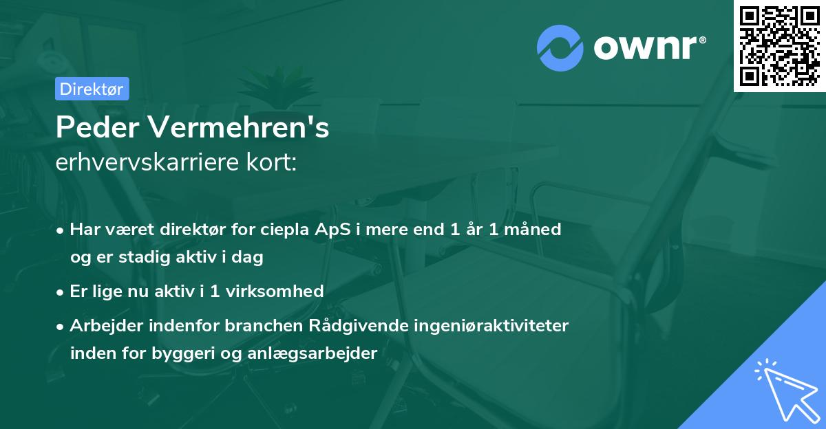 Peder Vermehren's erhvervskarriere kort
