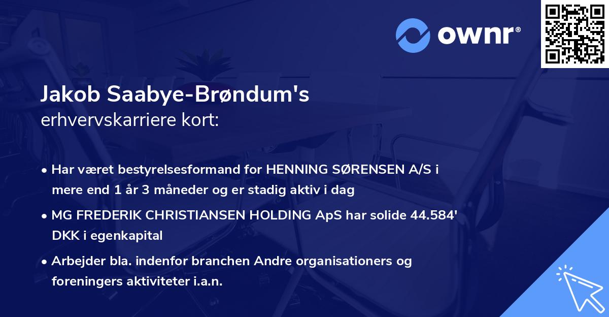 Jakob Saabye-Brøndum's erhvervskarriere kort