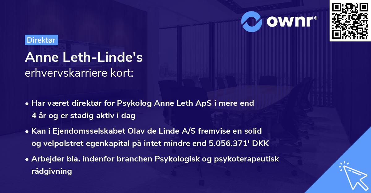 Anne Leth-Linde's erhvervskarriere kort