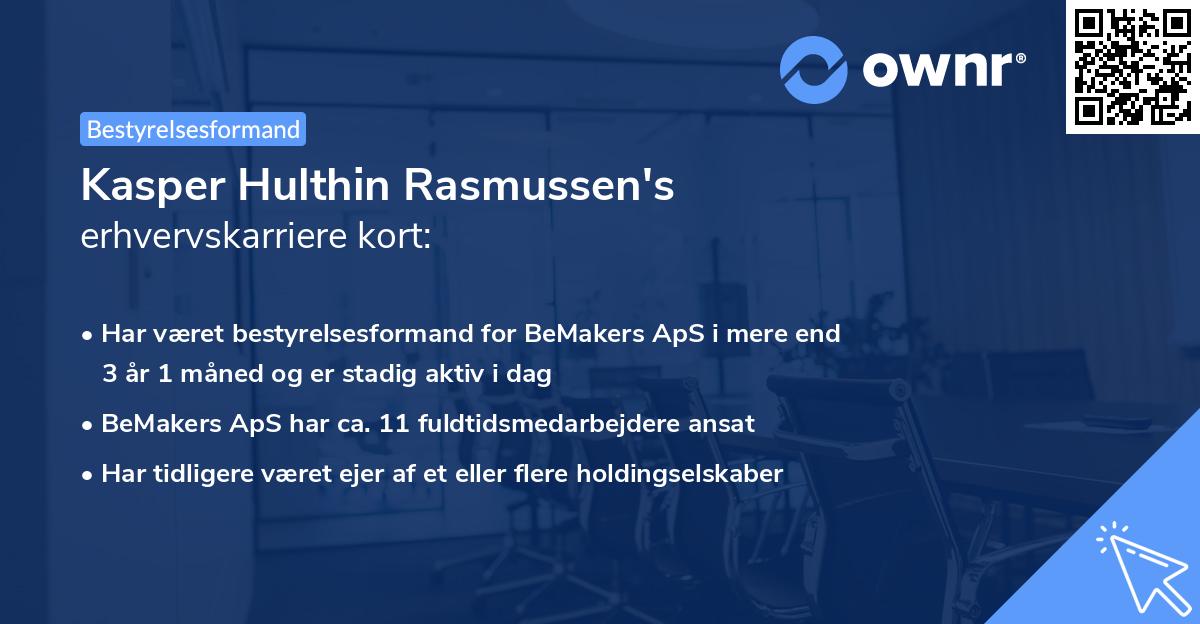 Kasper Hulthin Rasmussen's erhvervskarriere kort