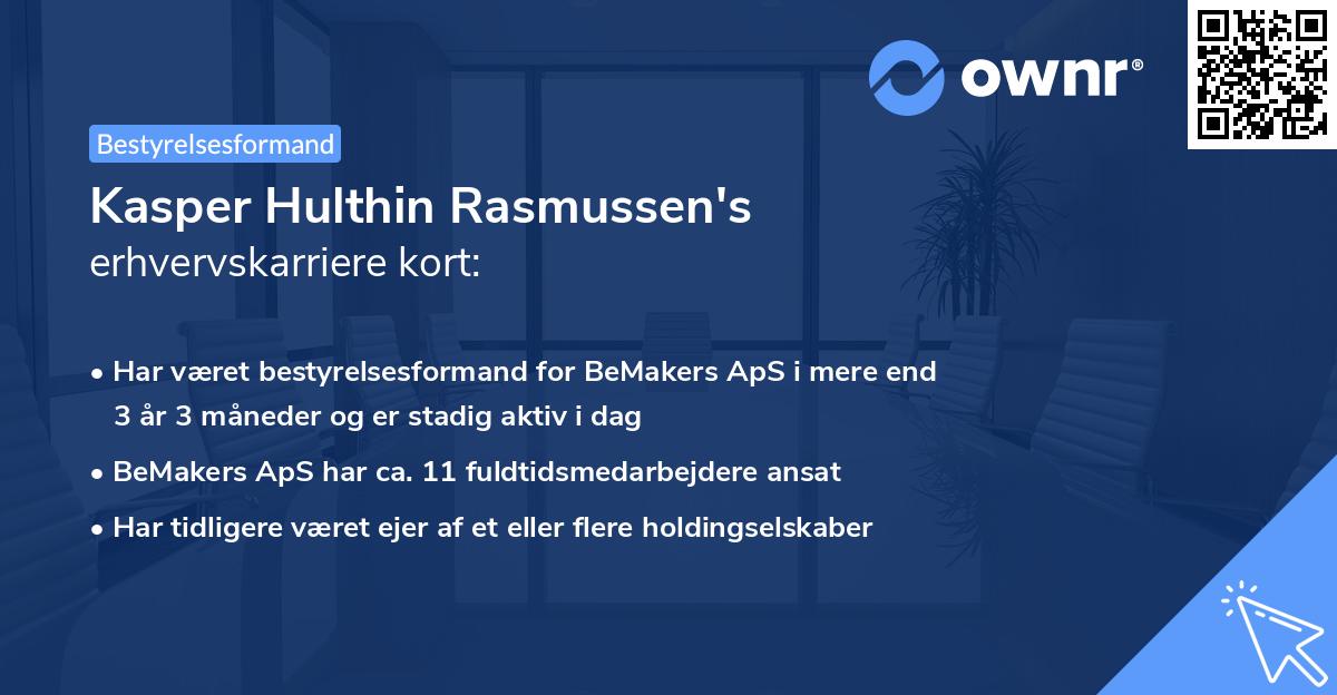 Kasper Hulthin Rasmussen's erhvervskarriere kort