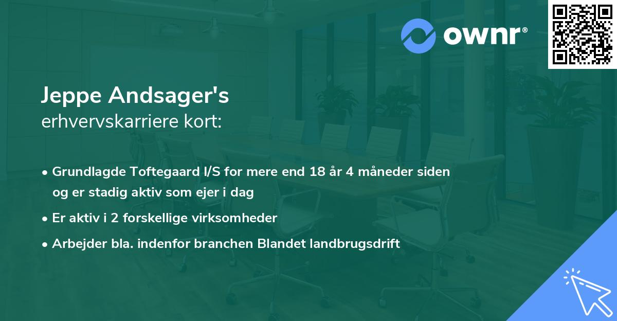 Jeppe Andsager's erhvervskarriere kort