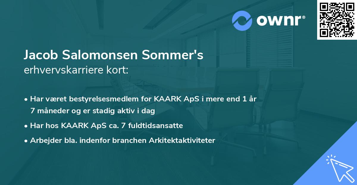 Jacob Salomonsen Sommer's erhvervskarriere kort