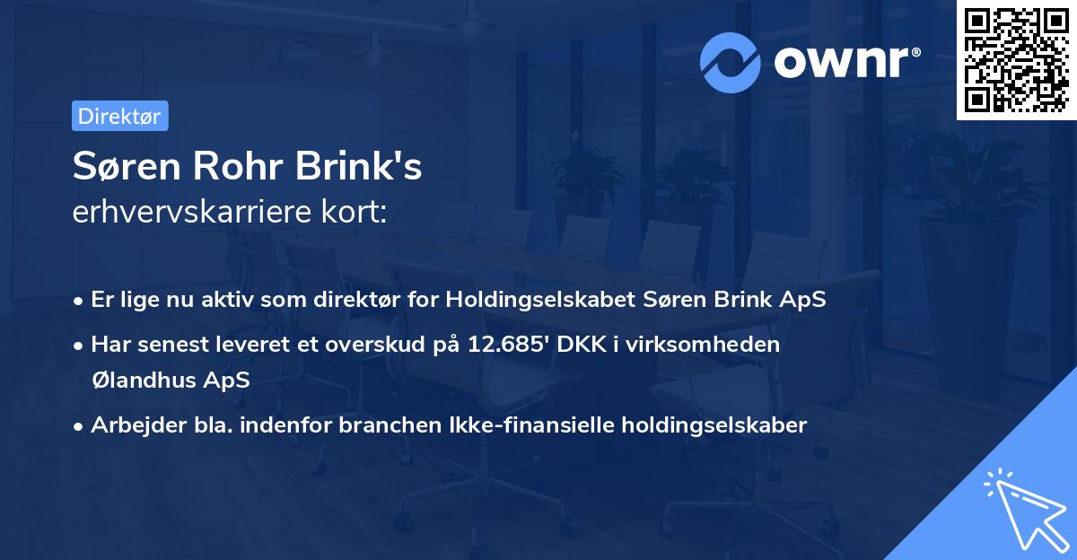 Søren Rohr Brink's erhvervskarriere kort