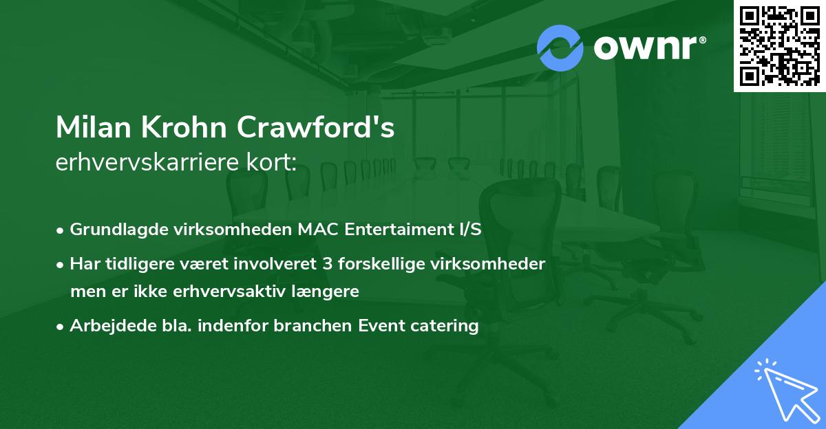 Milan Krohn Crawford's erhvervskarriere kort