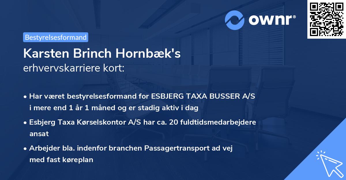 Karsten Brinch Hornbæk's erhvervskarriere kort