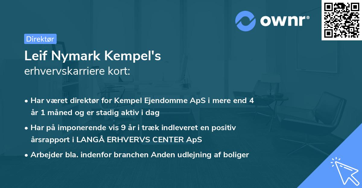 Leif Nymark Kempel's erhvervskarriere kort