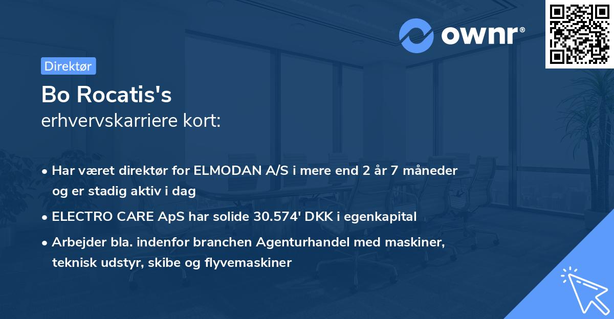 Bo Rocatis's erhvervskarriere kort