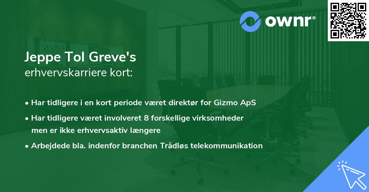 Jeppe Tol Greve's erhvervskarriere kort